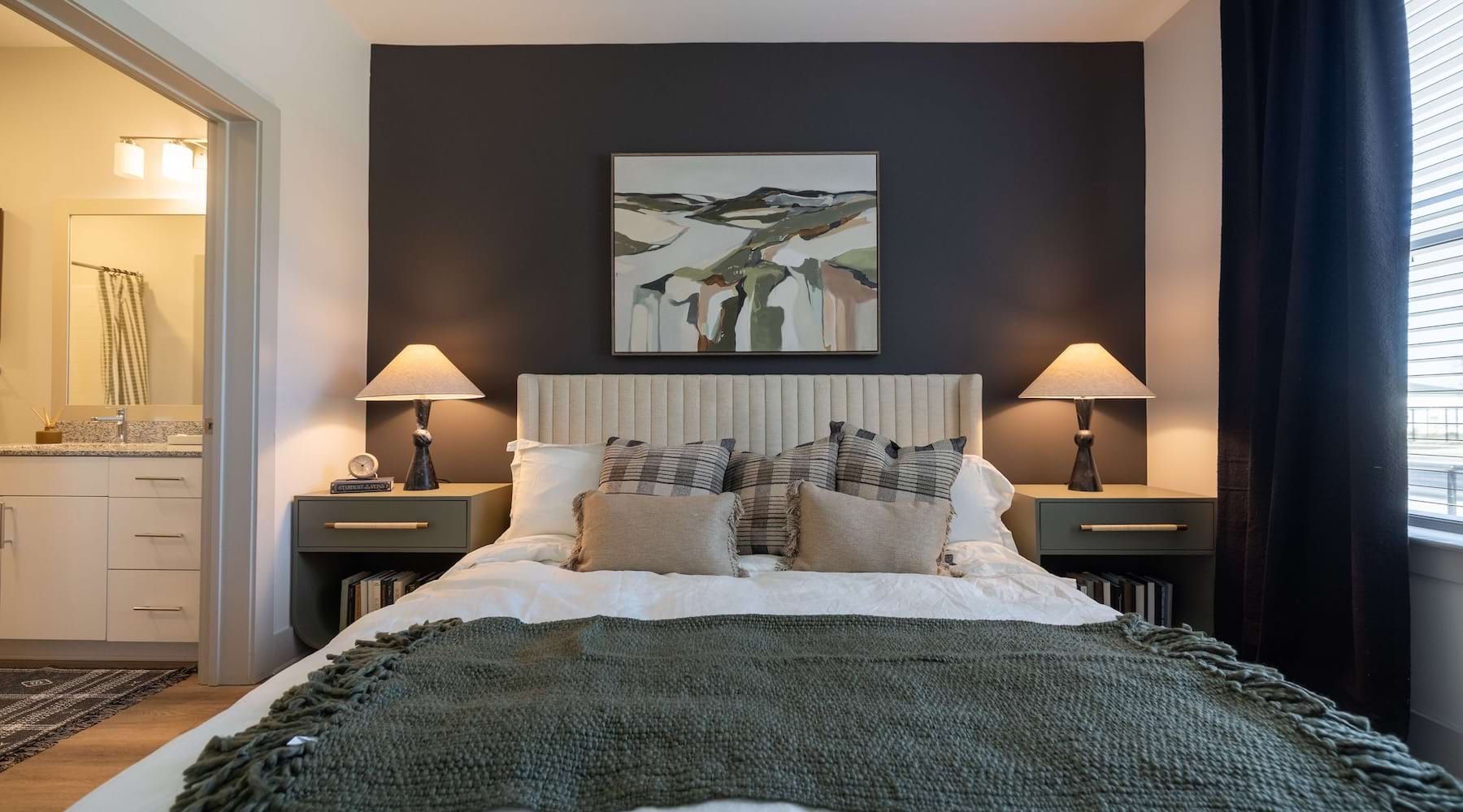 Luxury apartment bedroom in Canton GA 30115